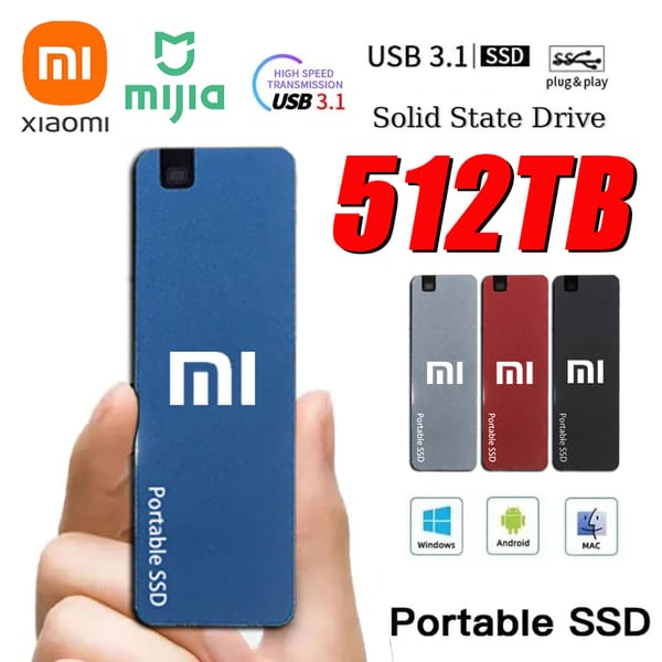 Xiaomi Original 512TB Portable External Ssd High Speed Solid State Drive USB3.3 Drive 256TB 128TB External Hard Drive For Laptop