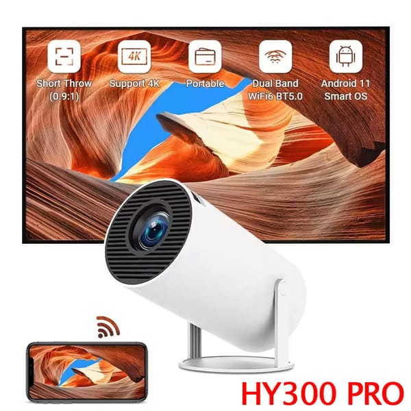 HY300 Pro Smart TV Portable Projector Full HD 720P 4K Video Projector Mini Home Theater Lcd Led Movie Android 11 Wifi Projector