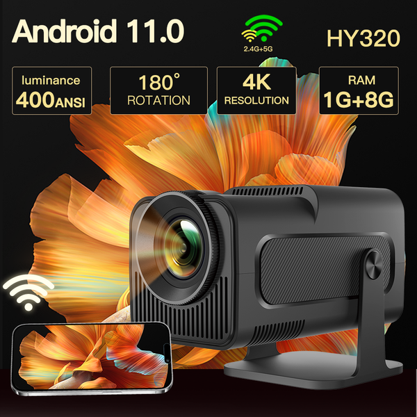 HY320 Android 11 Projector  1920*1080P LYNCAST 4K Dual Wifi6 400ANSI  BT5.0 Home Cinema Teaching Portable  Upgrade HY300 Project