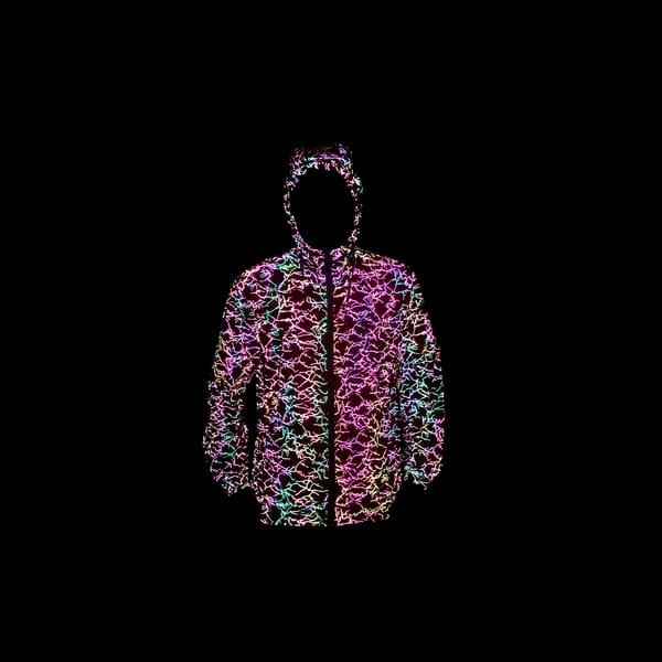 Long Sleeve Unisex Holographic Reflective "Circuit Pattern" Sun Protection Jacket Reflective Rave Outerwear Track Zipper Jacket