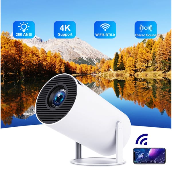 YERSIDA Android 11 4K Projector HY300 Pro Wifi6 Home Theater Outdoor Portable Mini Projector 260 ANSI Lumens BT5.0 1280*720P LED