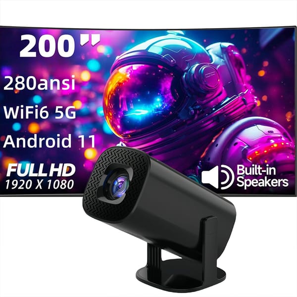 Mini Projector 4K Native 1080P Android 11 Projector 390ANSI Dual Wifi6 BT5.0 Cinema Outdoor Portable Projetor Upgrated HY300