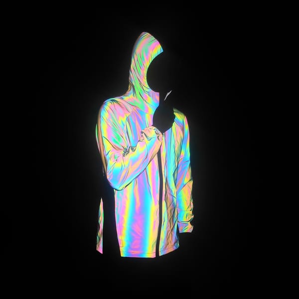 Unisex Holographic Reflective Rainbow Mesh Patchwork Jacket, Reflective Rave Outerwear Track Zipper Jacket Outfit