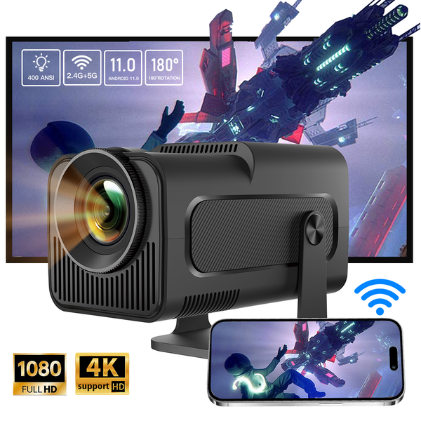 LYNCAST HY320 Portable Projector Android 11 4K Native 1080P Dual WiFi6 400ANSI BT5.0 Home Cinema Projection Upgrated HY300